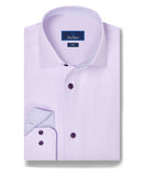 David Donahue Lilac Contrast Herringbone Solid Dress Shirt