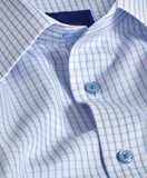 David Donahue White & Blue Grid Check Dress Shirt