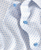 David Donahue White & Blue Neat Diamond Print Dress Shirt
