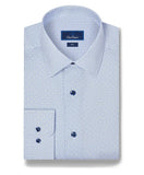 David Donahue White & Navy Geometric Print Dress Shirt
