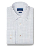 David Donahue White & Pumpkin Dobby Check Dress Shirt
