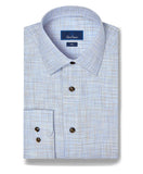 David Donahue Blue & Chocolate Multi Check Dress Shirt