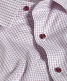 David Donahue White & Merlot Textured Check Dress Shirt