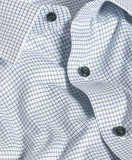 David Donahue Blue & Green Dobby Check Dress Shirt