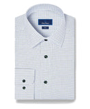 David Donahue Blue & Green Dobby Check Dress Shirt