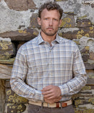 David Donahue Dune & Blue Plaid Knit Sport Shirt