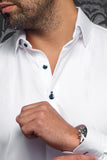 Au Noir Stretch Shirt | ALEXANDER-SLD-WHITE W/ NAVY