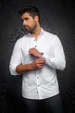 Au Noir Stretch Shirt | ALEXANDER-SLD-WHITE W/ NAVY