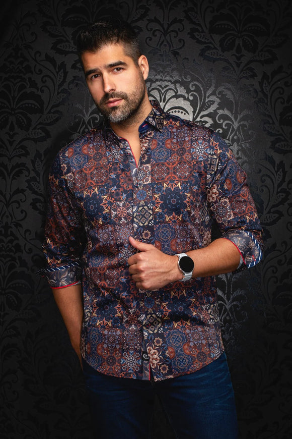 AU NOIR | SHIRT | CLOVIS, Navy Rust
