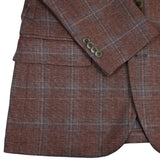 ARISTO MODERN SOFT SPORT COAT, BRICK/BLUE PLAID