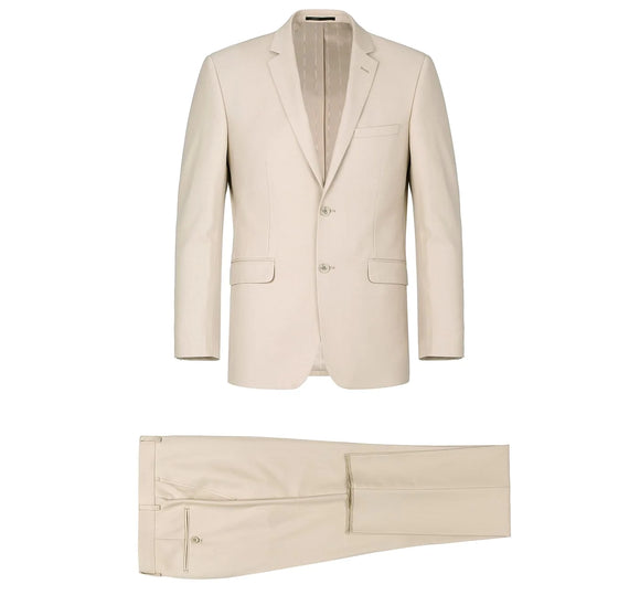 Renoir 201-3 Beige 2-Piece Notch Lapel Suit