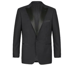 Renoir 201-1 Men's Black Tuxedo Peak Lapel Dress Suit