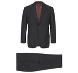 Renoir Solid Stretch Black 2-Piece Notch Lapel Suit