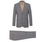 Men's Two Piece Slim Fit Stretch Windowpane Check Dress Suit - Savile Lane
