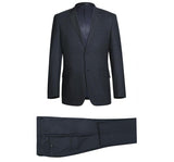 Men's Two Piece Slim Fit 100% Wool Windowpane Check Dress Suit - Savile Lane