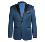 Men's Slim Fit Peak Lapel Tuxedo Blazer With Embroidered Pattern - Savile Lane