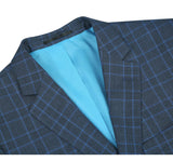 Men's Two Piece Classic Fit Windowpane Check Dress Suit - Savile Lane