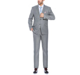 Renoir 2110-2 Men's Solid Stretch Grey 2-Piece Notch Lapel Suit