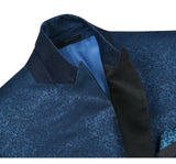 Men's Slim Fit Peak Lapel Tuxedo Blazer With Embroidered Pattern - Savile Lane