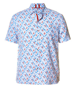 Nicoby Lobster Crawl Peached Finished Print Button Down Shirt Style