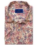 David Donahue Red & Blue Palm Leaf Print Camp Shirt