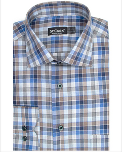 St. Croix Muted Grid Check Sport Shirt
