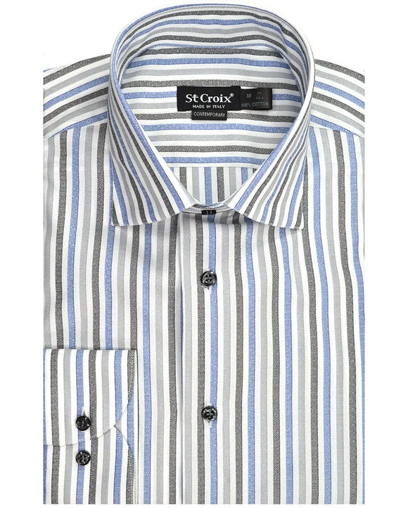 St. Croix 7598 Contemporary Fit Melange Stripe Woven Shirt