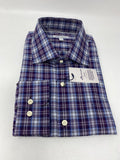 Peter Millar Crown Soft Button Cotton Collar Navy Blackberry Plaid